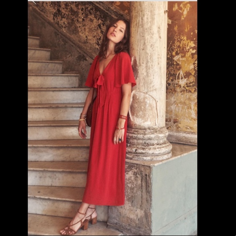 Sezane Emilie Silk Midi Dress